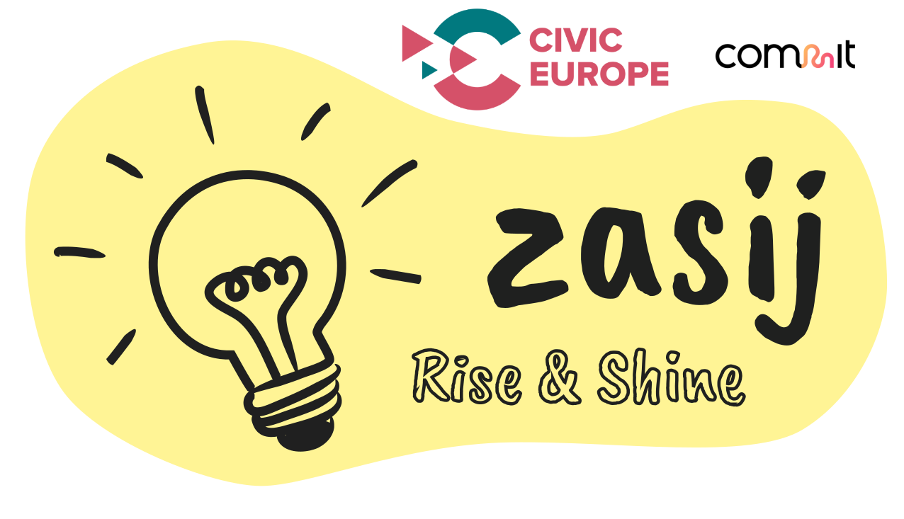 Zasij Rise and Shine logo Mladinski center Šentjur Civic Europe