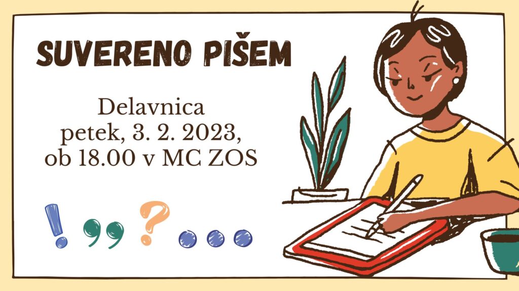 Vabilo na delavnico "Suvereno pišem"