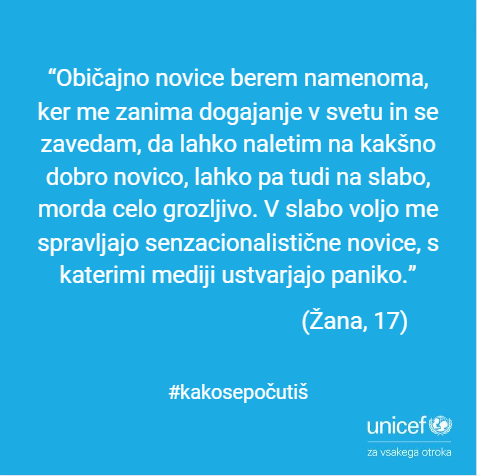 UNICEF-ova Junior ambasadorka Žana na mednarodni dan otrok v medijih