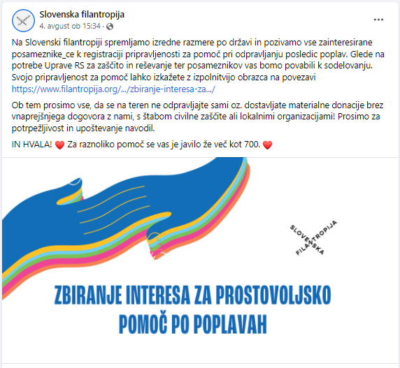 pomoč mladinskih organizacij ob poplavah