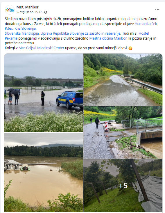 pomoč mladinskih organizacij ob poplavah