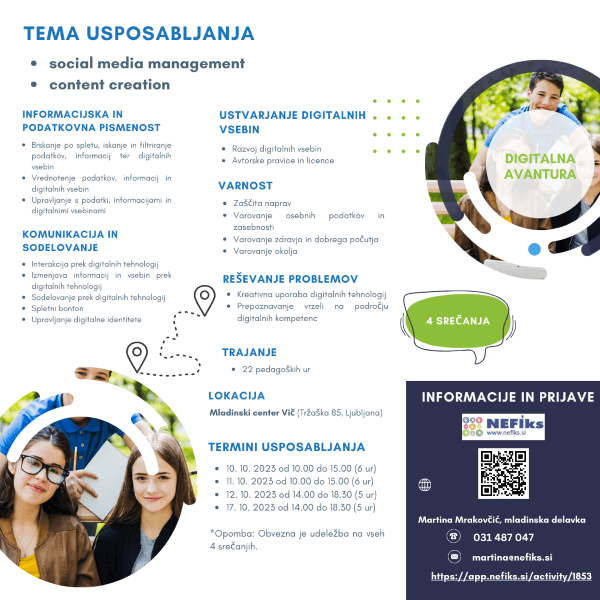 Pridruži se nam v programu usposabljanja "Social Media Manager in Content Creation"