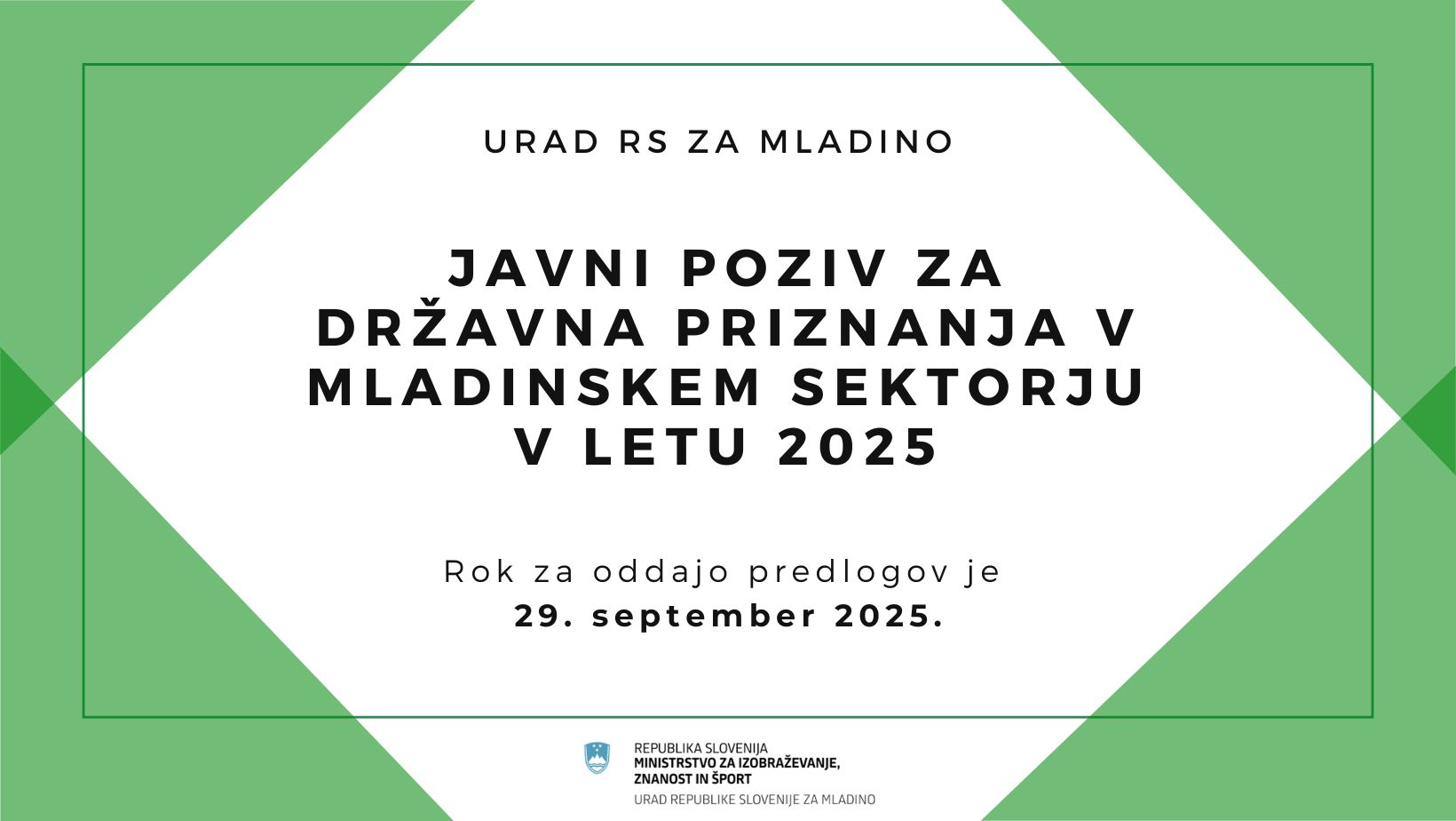 Objavljen je javni razpis za državna priznanja v mladinskem sektorju