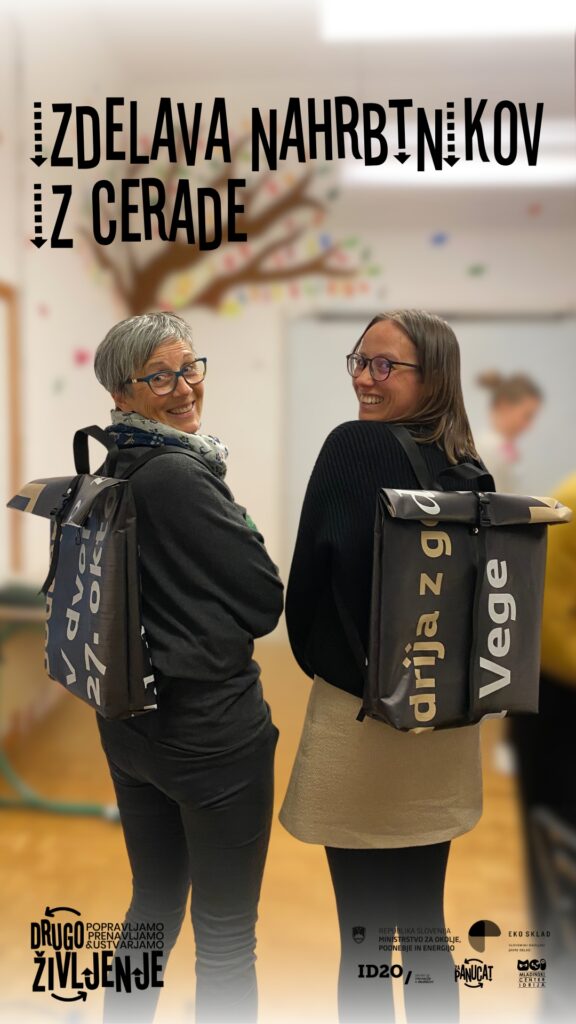 Utrinek z delavnice Izdelava nahrbtnikov iz cerade