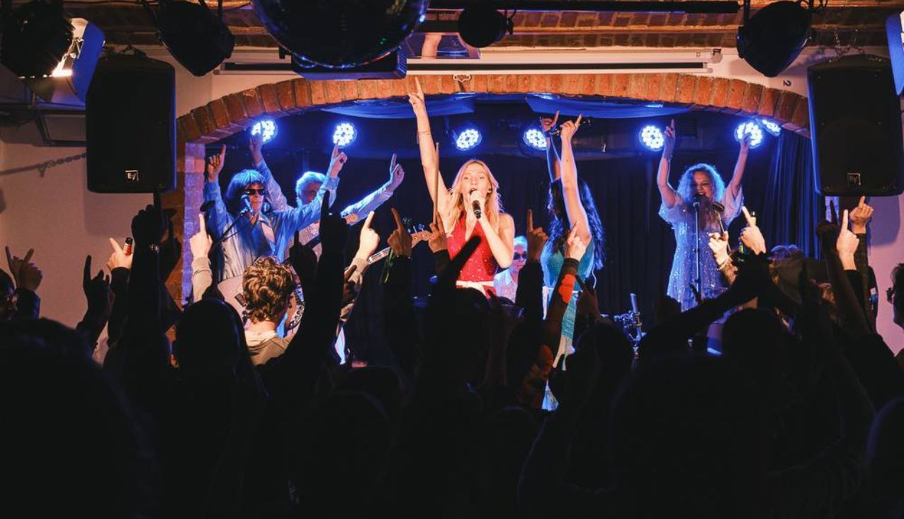 nastopajoči in obiskovalci med nastopom