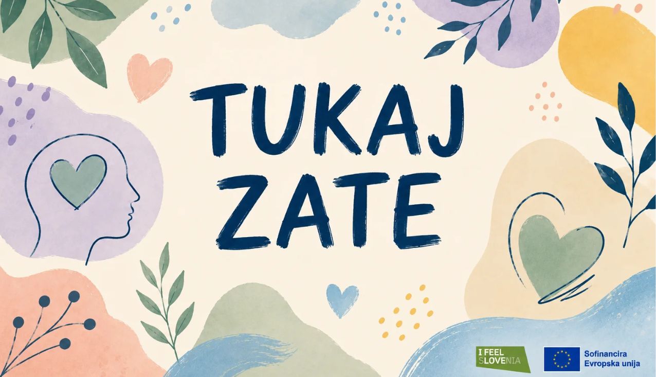 Naslovna slika z napisom: Tukaj zate